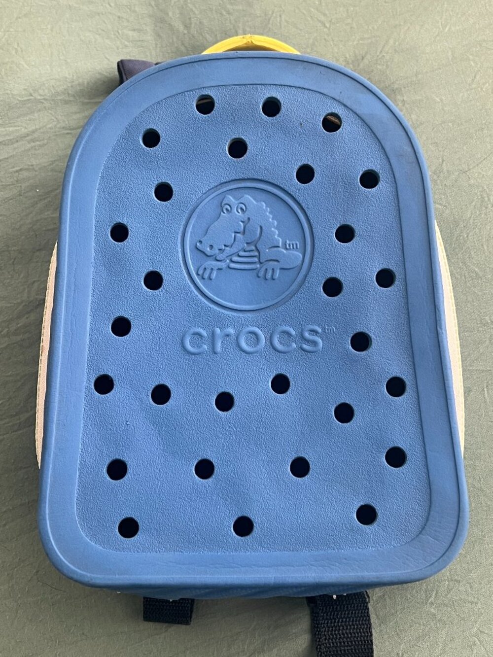 Crocs Mini Backpack Kids Blue Classic Croslite Water Resistant Hard Shell Yellow